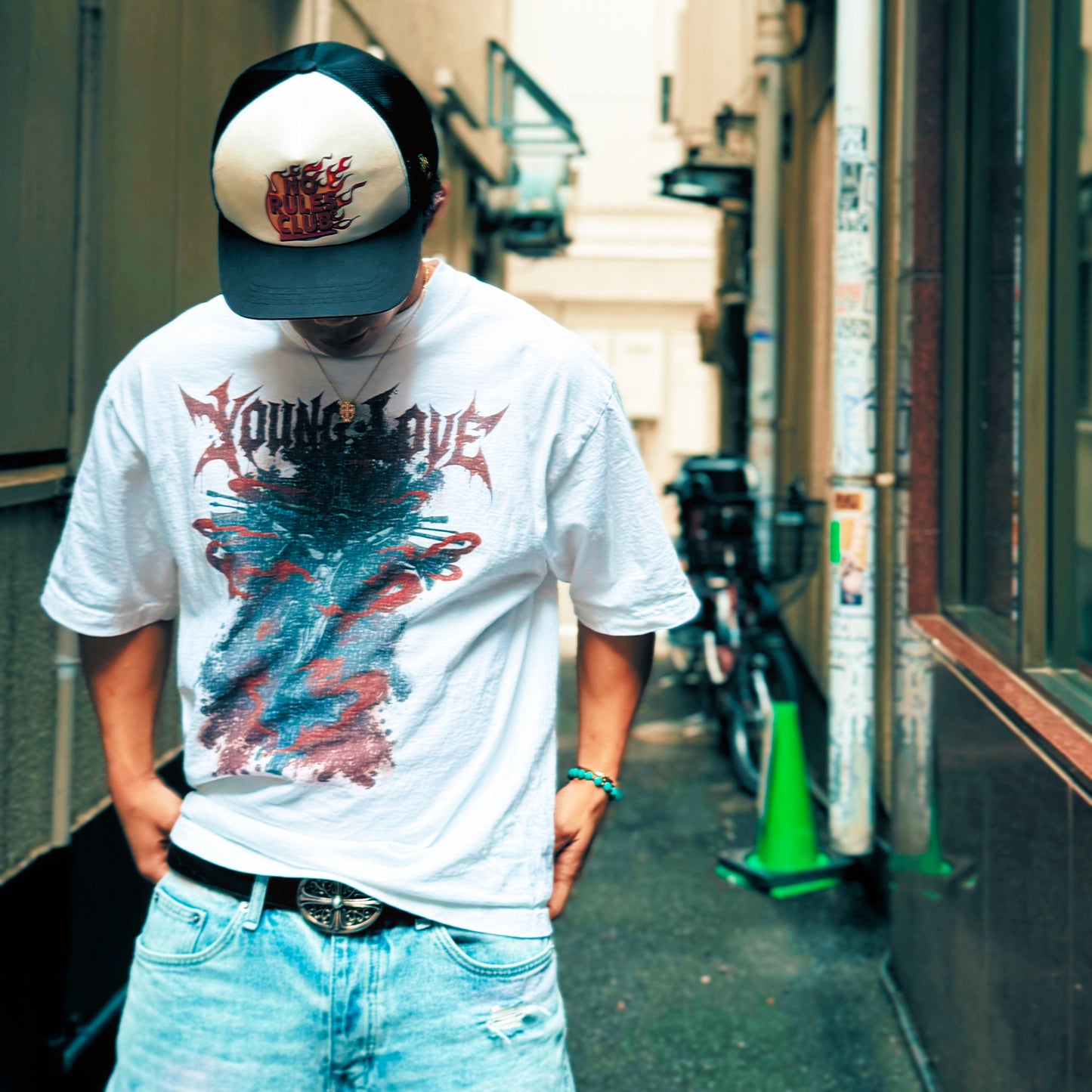 【応援Tシャツ】RYOKKE DRAWコラボ　ビッグシルエット　＜白＞